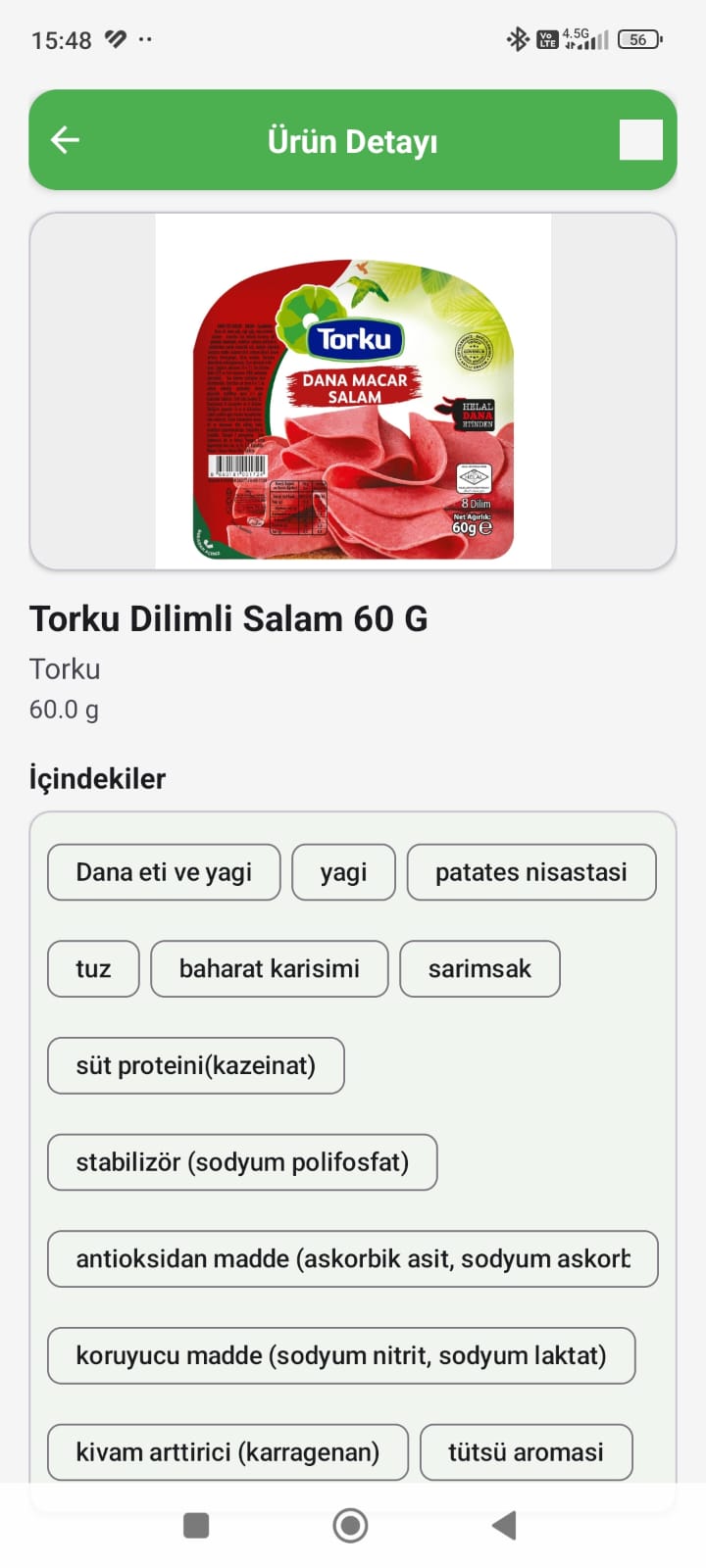 GBA Ürün Detay - İçindekiler